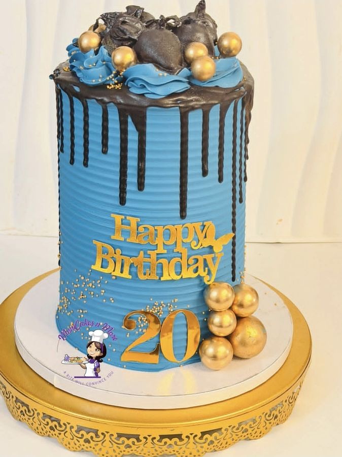 Gold and black sphere cake