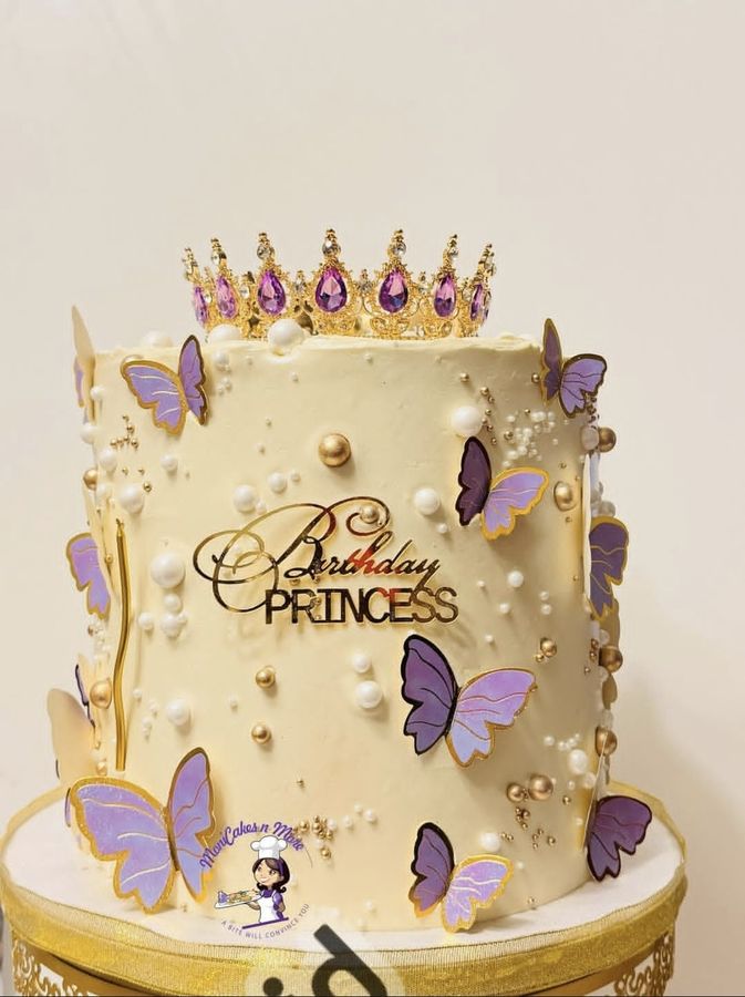Purple butterfly birthday princess cake